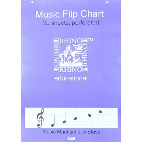 Rhino Music Flip Chart Perforated Head Ruled 5 Stave A1 30 Leaves Pack Of 5 Remfc 3P