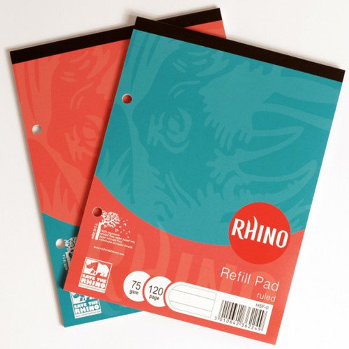 Rhino Refill Pad 8mm Ruled Headbound A5 60 Leaves Pack Of 6 H5F 3P