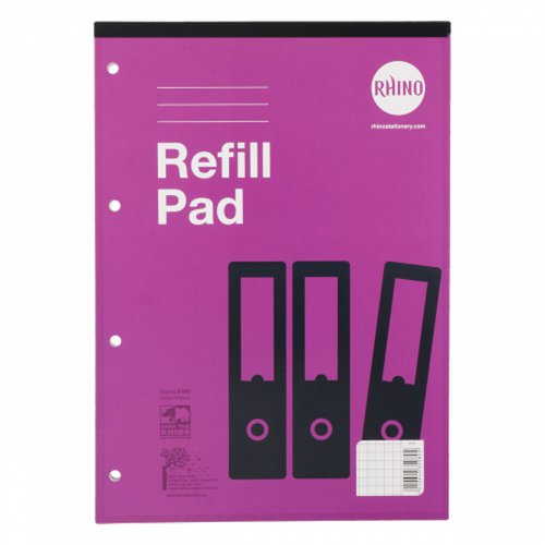 Rhino Refill Pad 5mm Square Headbound A4 80 Leaves Pack Of 6 Haq 3P