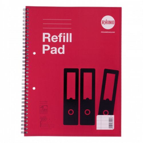 616574 Rhino Spiral Bound Refill Pad 8mm Ruled Margin Sidebound A4 80 Leaves Pack Of 6 S4S8 3P
