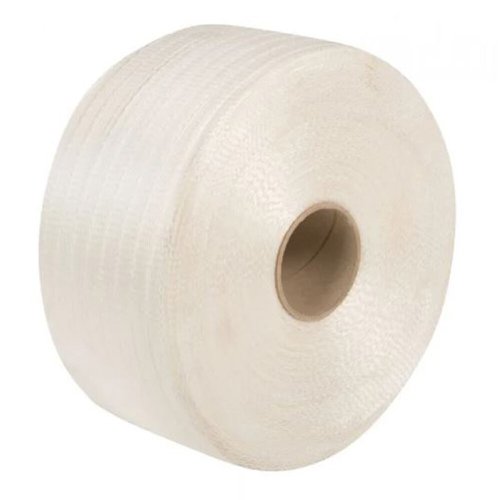 Woven Polyester Cord Strapping White 600kg Breaking Strain 16mm x 600m 78mm Core Pack of 2