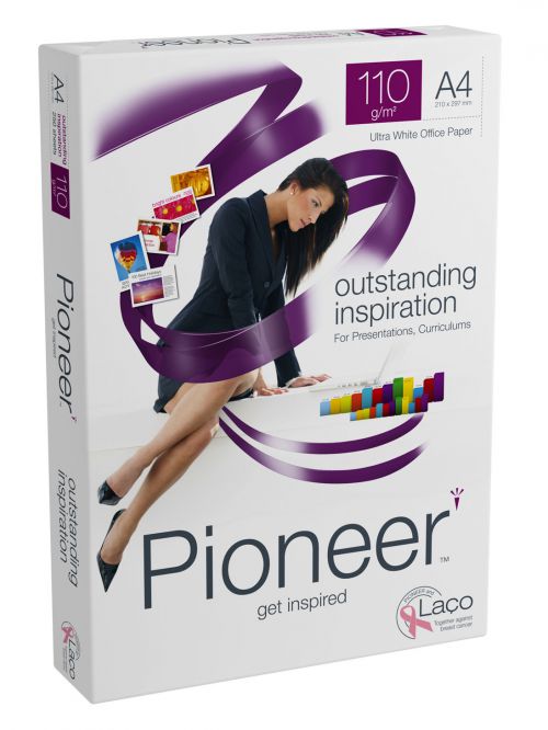 Pioneer is a premium, high white office paper that will create an impact and is guaranteed for colour work on laser and inkjet printers and copiers.  It is ideal for important communications, including colour presentations, reports and corporate stationery, ensuring you make the right impression at all times. Use For, Full colour documents, high volume printing, duplex printing of reports, presentations, photographs, letterheads. Techniques, Full colour laser, full colour inkjet, plain paper fax machines, high volume printing, duplex printing.