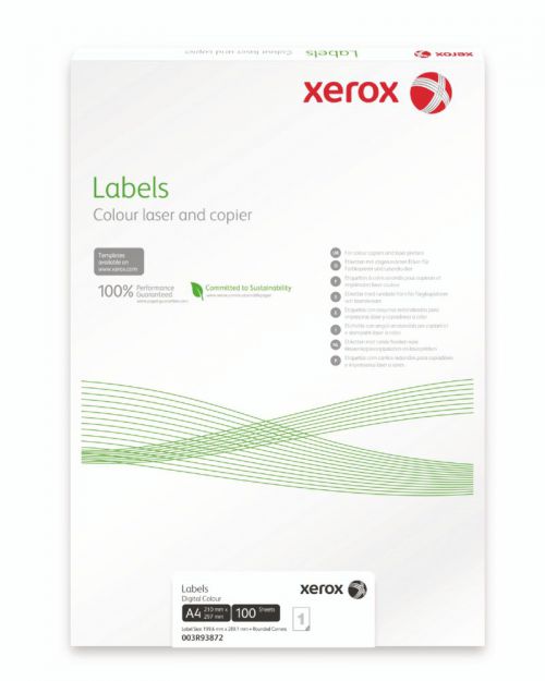 Xerox Colour Laser Labels 1Up S3 320X450mm White Permanent Supergloss Packed 250 003R97540  617769