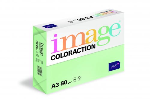 Image Coloraction Tinted Paper A3 80gsm Pastel Green Forest (Pack 500) 97153 611046
