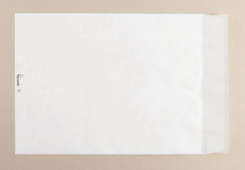 617172 | Tyvek * envelopes are very tough, durable and lightweight.  Ideal for sending important documents or heavy or awkward shaped items.  Also available in gusset sizes. Use For, Postage of bulky, heavy or confidential items requiring strength and security.  Where water or grease resistance is important. Techniques, Ball point/pencil writable.  Also receptive to adhesive/gummed address label.  Some grades printable by flexo/offset litho overprint.  Pre-test required.