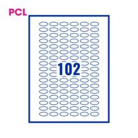 PCL White Perm Labels Oval 102 Lab/Sht 20400/Bx 200 Sh A4/Bx PCL2512OVAL