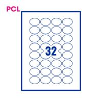 Pcl4030 White Perm Labels__Oval 32 Lab/Sht 6400/Bx 200Sh A4/Bx