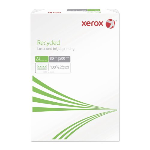 Xerox 100% Recycled Paper (Low White) A3 80gsm 00003R91166 [Pack 500]