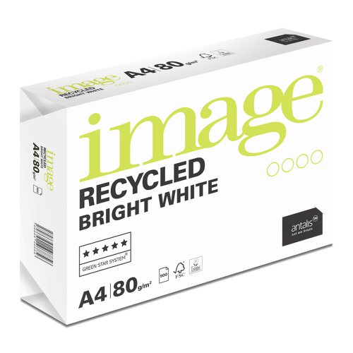 Image Recycled 100% Recycled A4 210X297mm 80Gm2 Bright White Pack Of 500