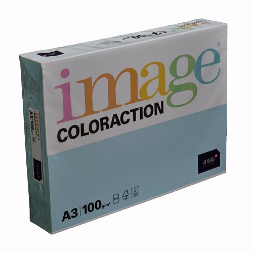 Coloraction Tinted Paper Pale Icy Blue (Iceberg) FSC4 A3 297X420mm 100Gm2 Pack 500 Plain Paper PC1905
