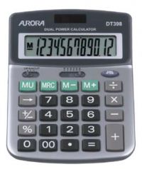 Aurora 12 Digit Semi Desktop Calculator Silver - DT398