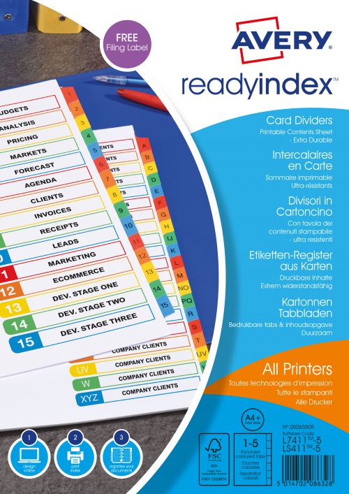 Avery Readyindex Extra Wide 1-5 05065505