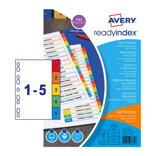 Avery Readyindex Extra Wide 1-5 05065505