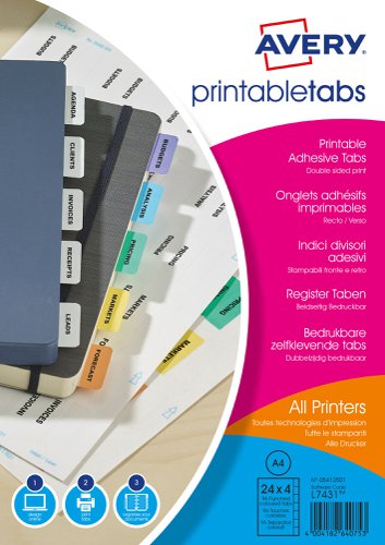 Avery 05412501 Printable Tabs , 13 x 32 mm