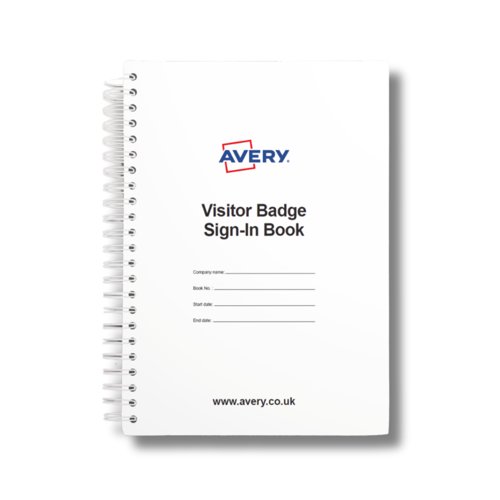 Avery Visitor Badge Sign-In Book Includes 250 Paper Badges (Pack 1 Book + 250 Badges) - 4850S-THR.UK