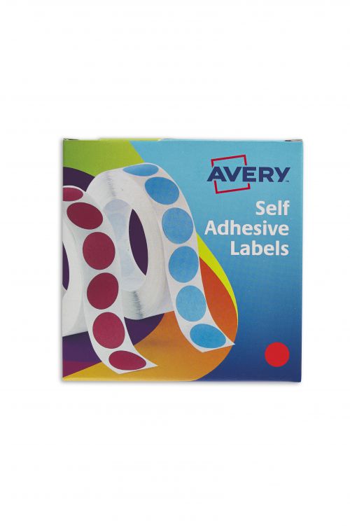 Avery Labels in Dispenser on Roll Round Diam.19mm Red Ref 24-506 [1120 Labels]