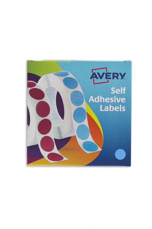 Avery Labels in Dispenser Round 19mm Diameter Blue (Pack 1120 Labels) 24-509