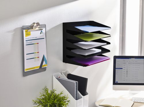 Avery Filing Rack 5-Tier Metal Steel Black for Desks or Wall Mounted 4061563 Buy online at Office 5Star or contact us Tel 01594 810081 for assistance