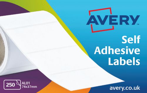 Avery Address Labels Typewriter Roll 76x37mm White Ref AL01 [250 Labels]