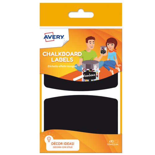 Avery UK Chalkboard Labels Reusable  95 x 63 mm Black (Pack 10 Labels) - ARDO10.UK 28118AV Buy online at Office 5Star or contact us Tel 01594 810081 for assistance