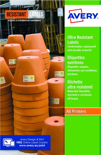 Avery B3427-20 Ultra Resistant Labels 20 sheets - 8 Labels per Sheet