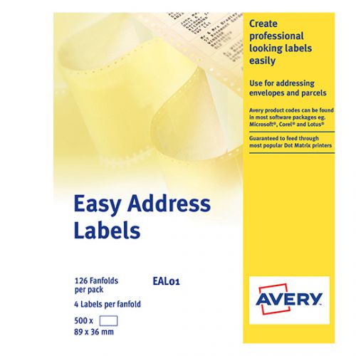 Avery Dot Matrix Labels 89x37mm EAL01 (500 Labels)