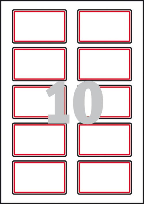 Avery Self-Adh Name Badge 10 Per Sheet Wht/Red (Pack of 200) L4786-20