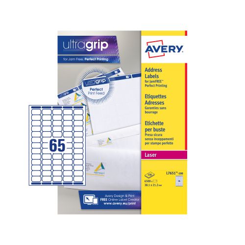 Avery Ultragrip Laser Labels 63.5x33.9mm White (Pack of 2400) L7159-100