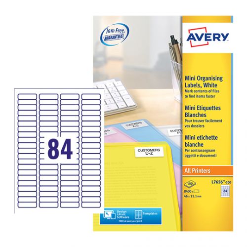 Avery Laser Mini Labels 84 Per Sheet White (Pack of 8400) L7656-100