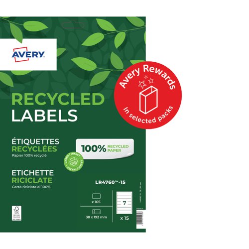 Avery Recycled Laser Filing Label 192x38mm (Pack 15) LR4760-15