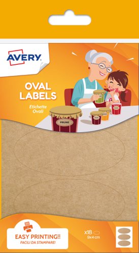 Avery UK Kraft Labels 41 x 89 mm Brown (Pack 18 Labels) - OVKR18.UK Small Packet Labels 28111AV