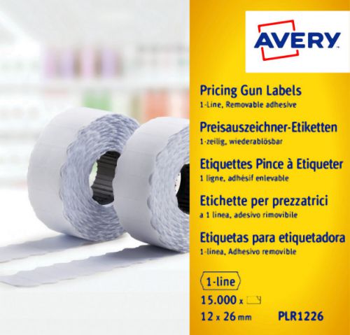 Avery Dennison Single-Line Price Marking Label 12x26mm White (Pack of 15000) WR1226
