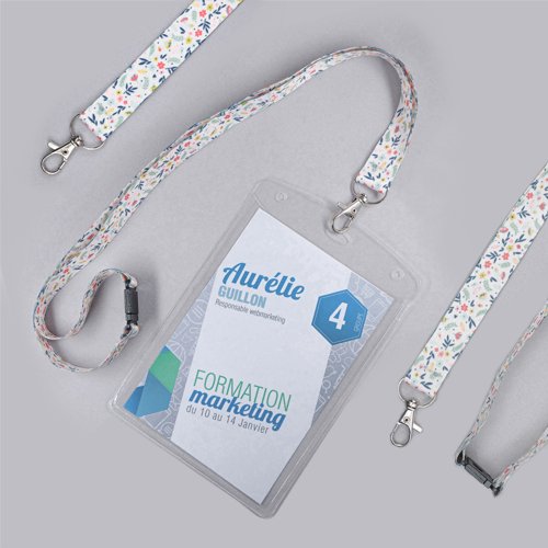 Avery Recycled Floral Pre-Printed Lanyard with 2cm Wide Carabiner (Pack 1) - R4828F-1