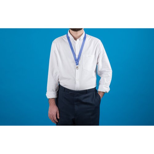 Avery Recycled Blue/White Pre-Printed Lanyard with 2cm Wide Carabiner - R4828WB-1