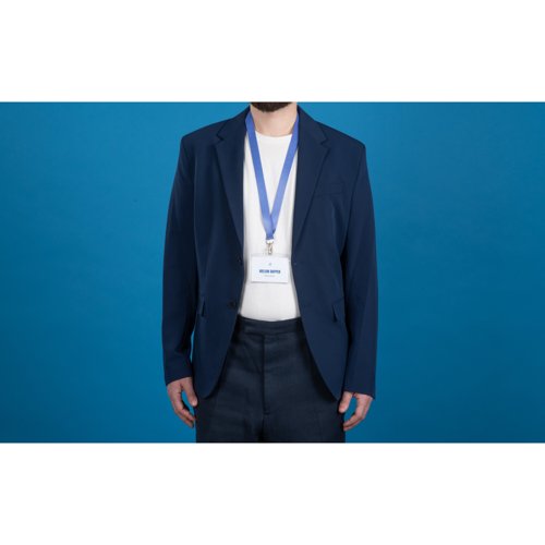 Avery Recycled Blue/White Pre-Printed Lanyard with 2cm Wide Carabiner - R4828WB-1
