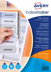 Avery Indexmaker 10 Part Divider Polyprop Clear A4 05113081