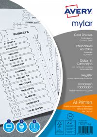 Avery Index Mylar A-Z 26-Part Punched Mylar-reinforced Tabs 150gsm A4 White Ref 05231061
