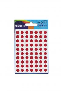 Avery Packets of Labels Round Diam.8mm Red Ref 32-301 [10x560 Labels]