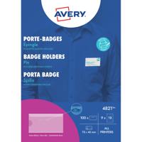 Avery Pin Badge Holders 40mm x 75mm 108 Inserts 100 Holders - 4821