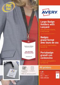 Avery A6 Badge Holders with Lanyards 148mm x 105mm (Pack 10) - 4834