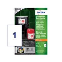 Avery Ultra Resistant Labels 210 x 297mm Permanent 1 Label Per Sheet (20 Labels Per Pack) B4775-20