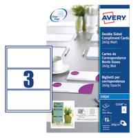 Avery Compliment Cards 210mm x 9 mm Inkjet Prints on Both Sides 75 Cards / 25 Sheets - C2358-25