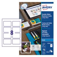 Avery Business Cards 85mm x 54mm Inkjet Prints on Both Sides 80 Cards / 10 Sheets - C32015-10