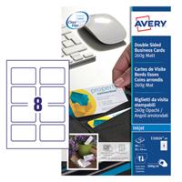 Avery Business Cards 85mm x 54mm Inkjet Prints on Both Sides 100 Cards / 10 sheets - C32024-10.UK