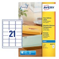 Avery Inkjet Address Label 63.5x38.1mm 16 Per A4 Sheet Clear (Pack 525 Labels) J8560-25