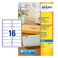 Avery Inkjet Address Label 99x34mm 16 Per A4 Sheet Clear (Pack 400 Labels) J8562-25
