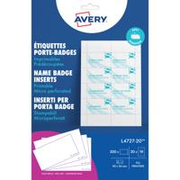 Avery Microperforated Printable Inserts 90mm x 54mm All Printers 200 Labels / 20 sheet - L4727-20