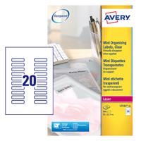 Avery Laser Mini Label 55x122mm 25 Per A4 Sheet Clear (Pack 500 Labels) L7552-25