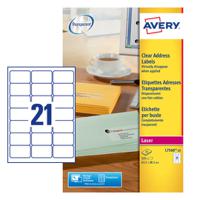 Avery Laser Address Label 63.5x38mm 21 Per A4 Sheet Clear (Pack 525 Labels) L7560-25