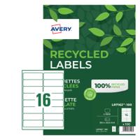 Avery Laser Recycled Address Label 99.1x33.9mm 16 Per A4 Sheet White (Pack 1600 Labels) LR7162-100